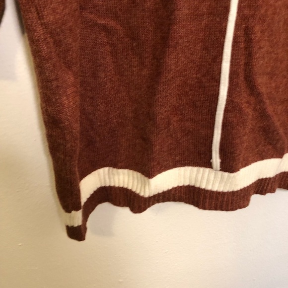 Tunic Sweater Dress Rust Brown White Stripe - Picture 5 of 8